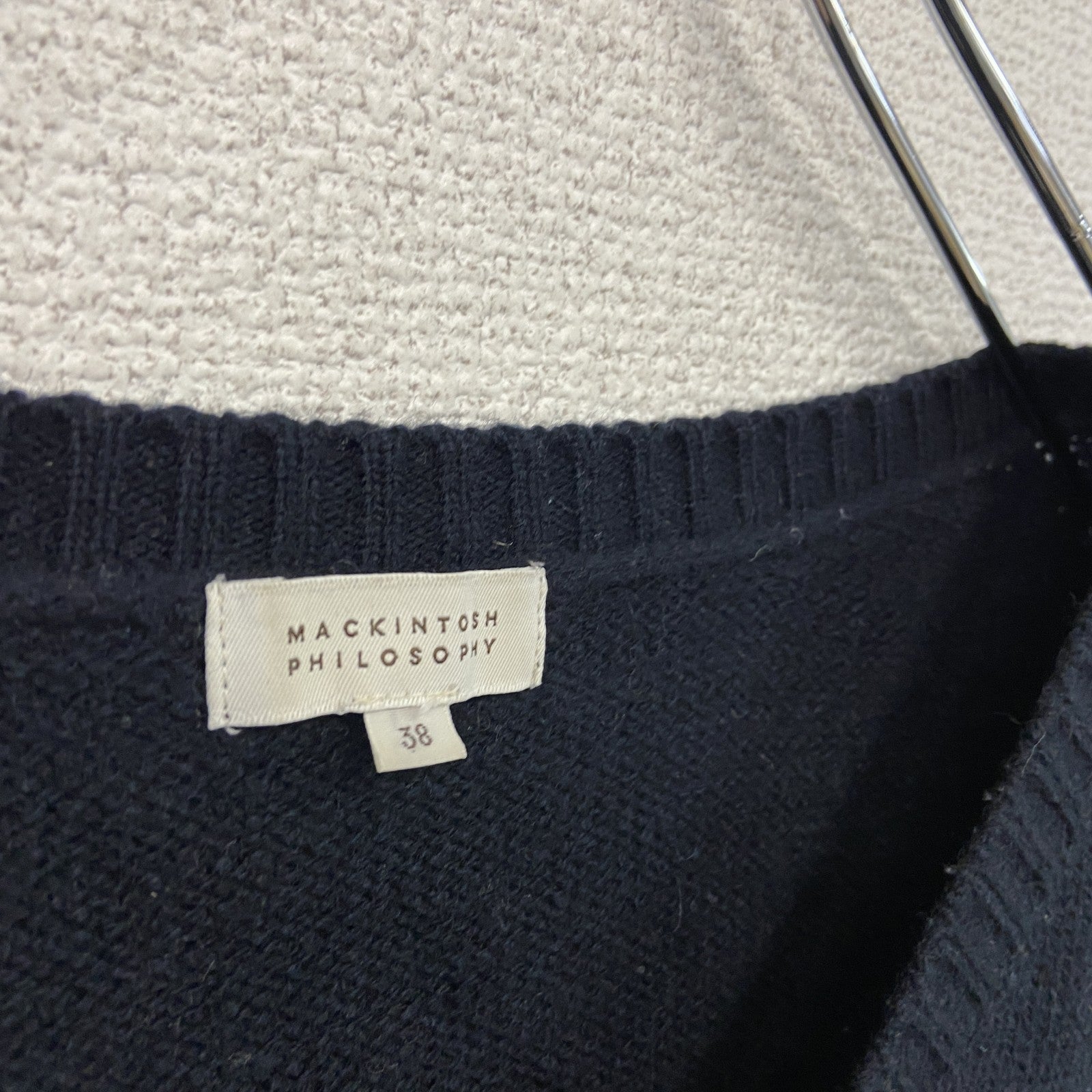 MACKINTOSH PHILOSOPHY　マッキントッシュ フィロソフィー　長袖ニットワンピース　Vネック　紺　ネイビー　38サイズ