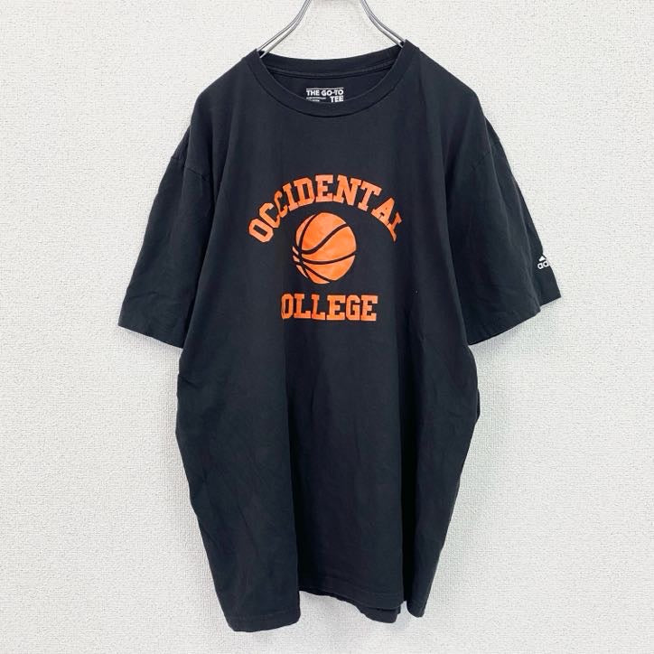 adidas　アディダス　半袖プリントTシャツ　カレッジ　黒　ブラック　XLサイズ