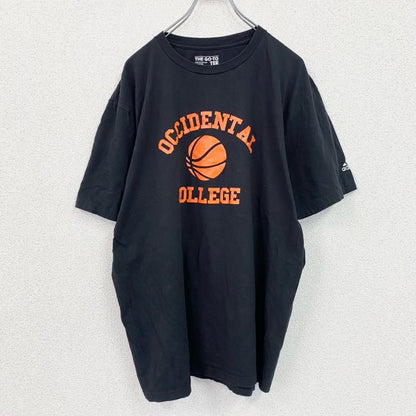 adidas　アディダス　半袖プリントTシャツ　カレッジ　黒　ブラック　XLサイズ