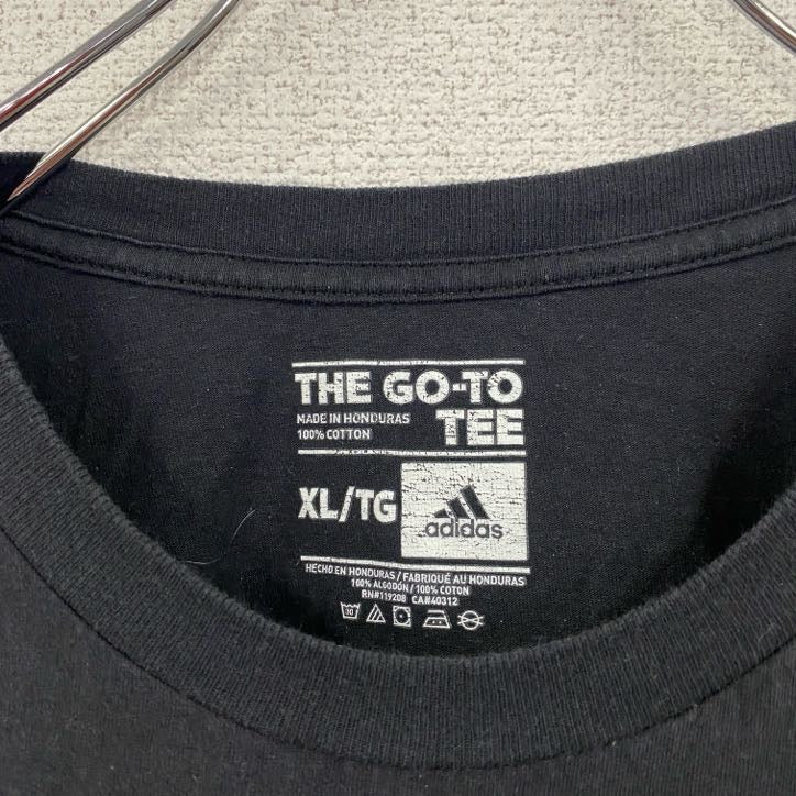 adidas　アディダス　半袖プリントTシャツ　カレッジ　黒　ブラック　XLサイズ