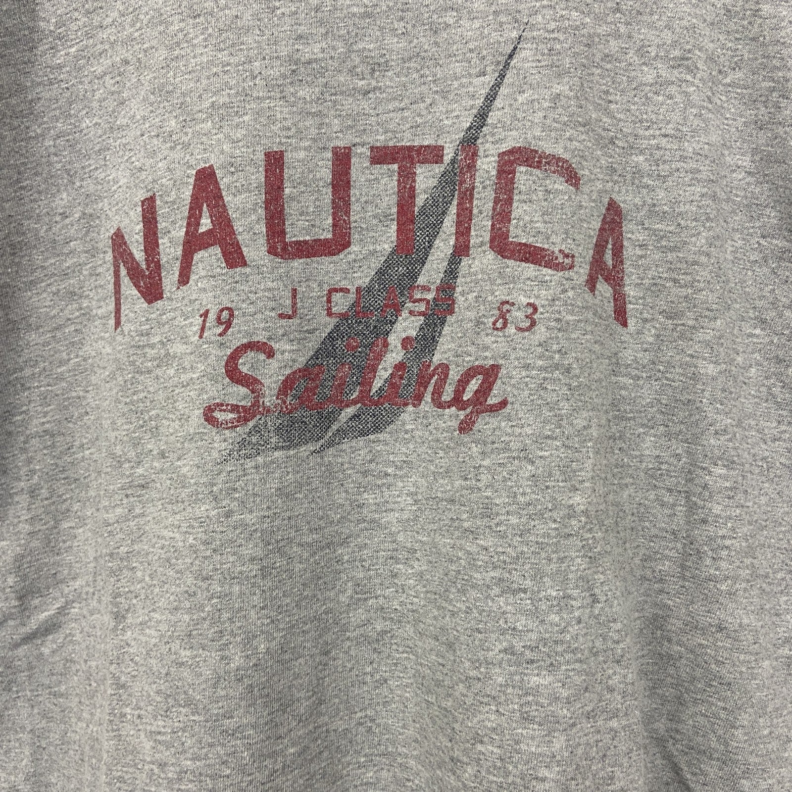 古着 used　NAUTICA ノーティカ　半袖クルーネックプリントTシャツ　グレー　セーリング　シティーボーイ　Lサイズ