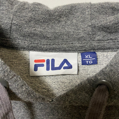 FILA　フィラ　スウェットパーカー/フーディー　デカロゴ　トリコロール　灰色　ダークグレー　XLサイズ