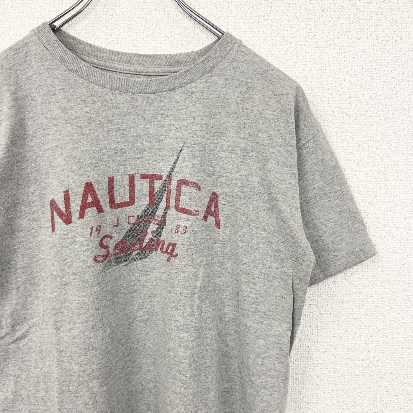 古着 used　NAUTICA ノーティカ　半袖クルーネックプリントTシャツ　グレー　セーリング　シティーボーイ　Lサイズ