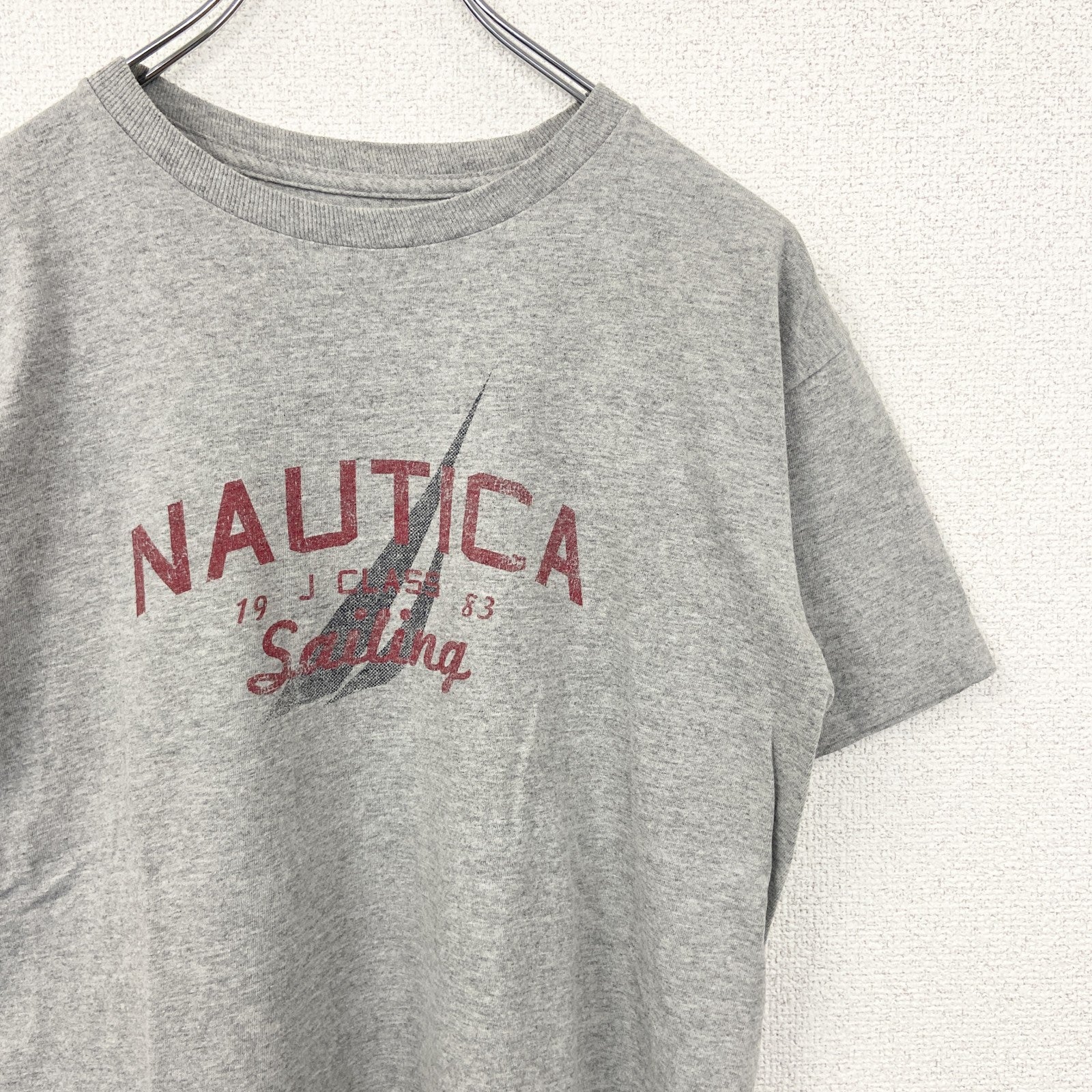 古着 used　NAUTICA ノーティカ　半袖クルーネックプリントTシャツ　グレー　セーリング　シティーボーイ　Lサイズ