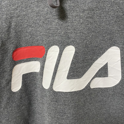 FILA　フィラ　スウェットパーカー/フーディー　デカロゴ　トリコロール　灰色　ダークグレー　XLサイズ