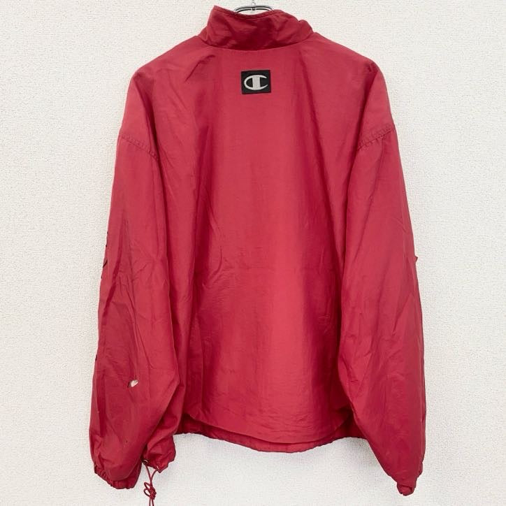 90s　champion　チャンピオン　プルオーバージャケット　ヴィンテージ　ハーフジップ　赤　レッド　XLサイズ