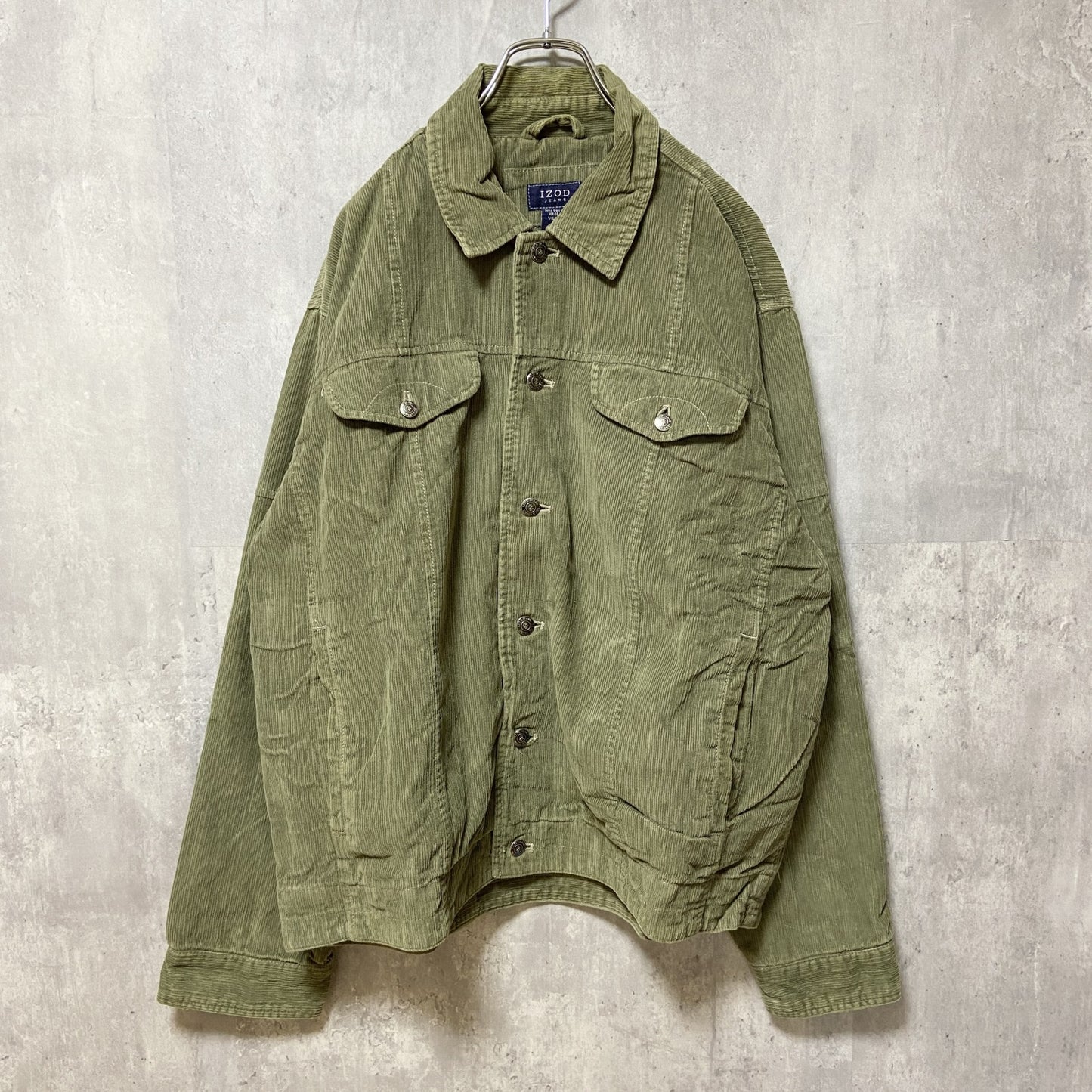 古着 used　IZOD JEANS アイゾッド　長袖コーデュロイデニムジャケット　アウター　カーキ　アースカラー　Lサイズ