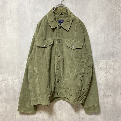 古着 used　IZOD JEANS アイゾッド　長袖コーデュロイデニムジャケット　アウター　カーキ　アースカラー　Lサイズ