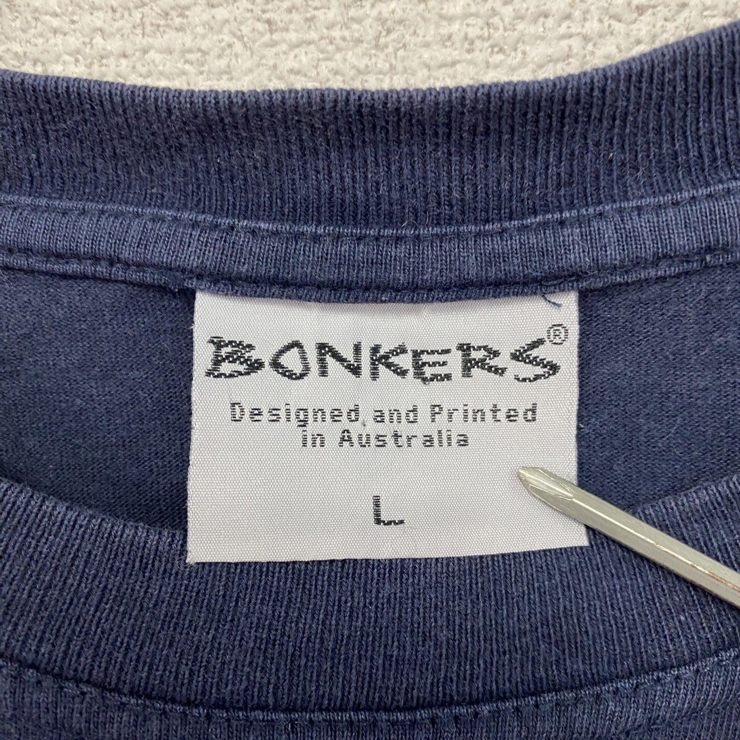 BONKERS　ボンカーズ　半袖プリントTシャツ　紺　ネイビー　Lサイズ