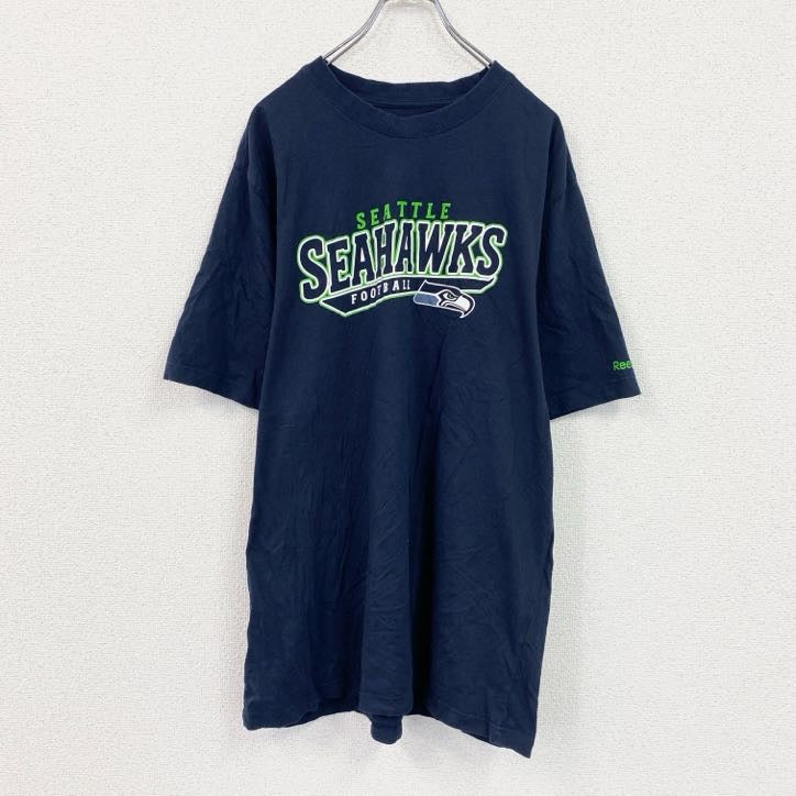 Reebok　リーボック　半袖プリントTシャツ　ネイビー　XLサイズ