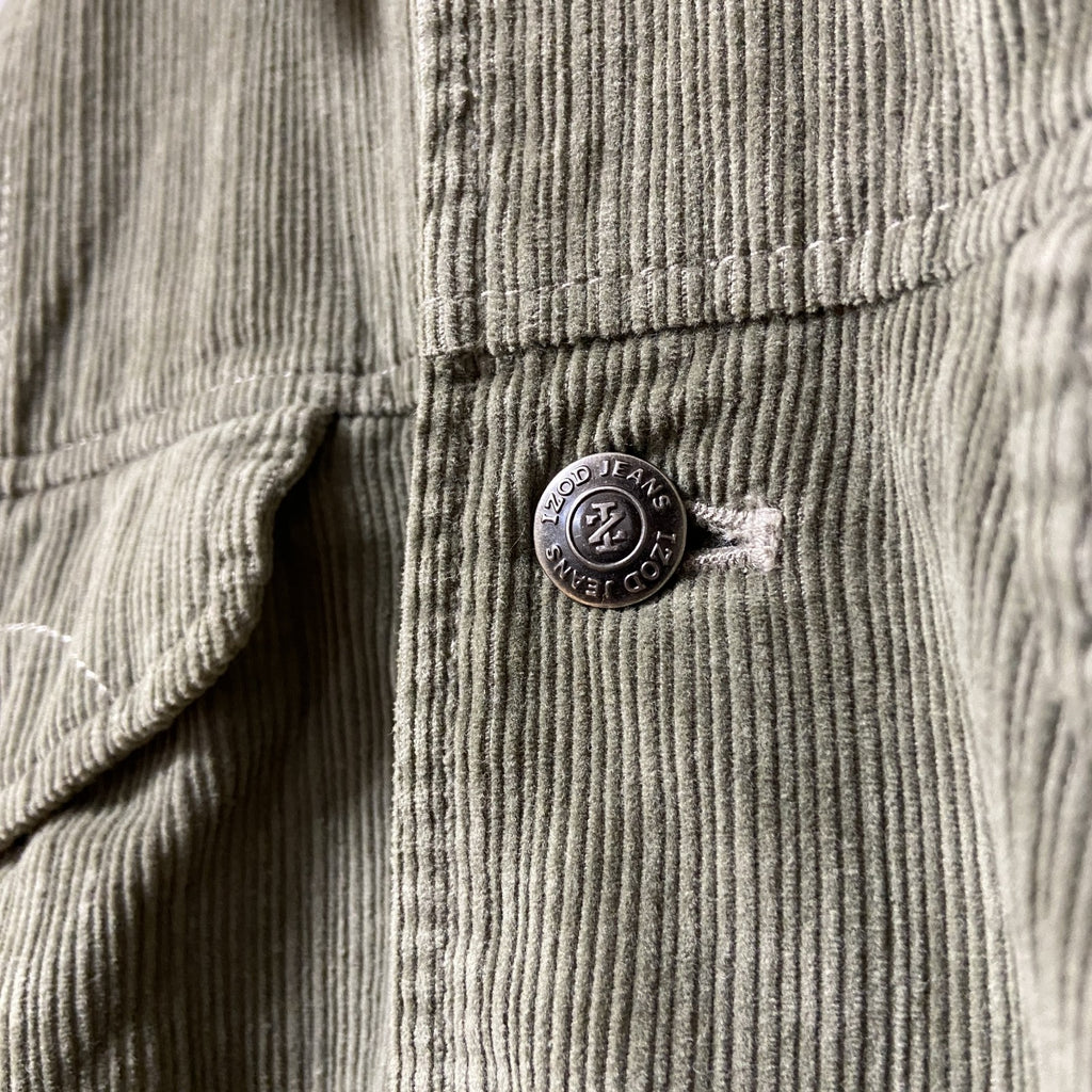 古着 used　IZOD JEANS アイゾッド　長袖コーデュロイデニムジャケット　アウター　カーキ　アースカラー　Lサイズ