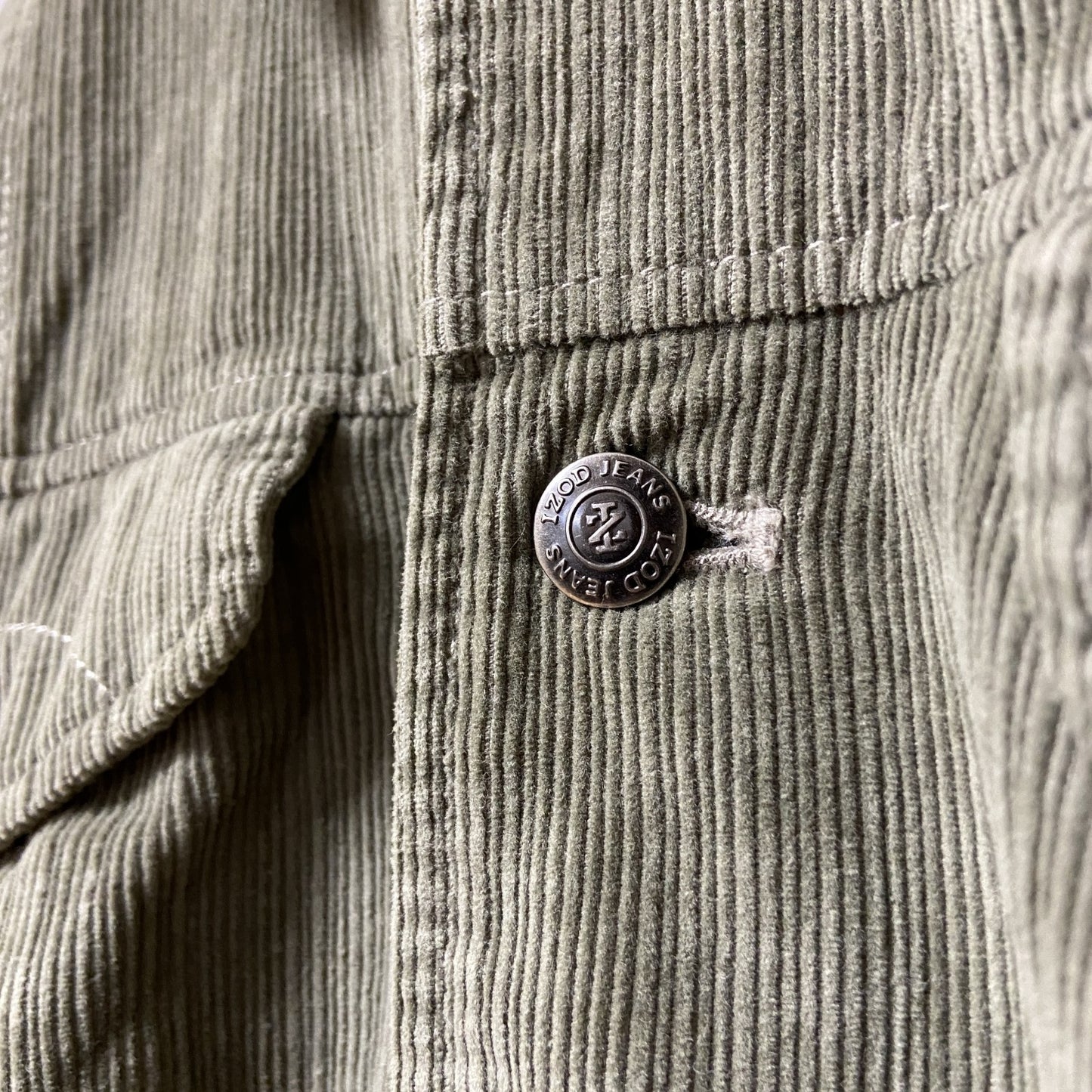 古着 used　IZOD JEANS アイゾッド　長袖コーデュロイデニムジャケット　アウター　カーキ　アースカラー　Lサイズ
