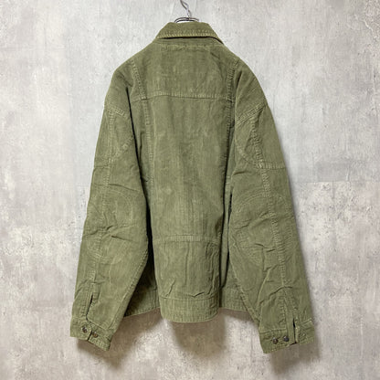 古着 used　IZOD JEANS アイゾッド　長袖コーデュロイデニムジャケット　アウター　カーキ　アースカラー　Lサイズ