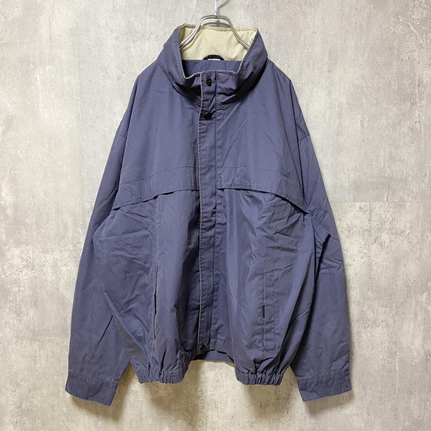 古着 used　ST.JOHN'S BAY セントジョンズベイ　長袖ナイロンジャケット　くすみカラー　青　XXLサイズ