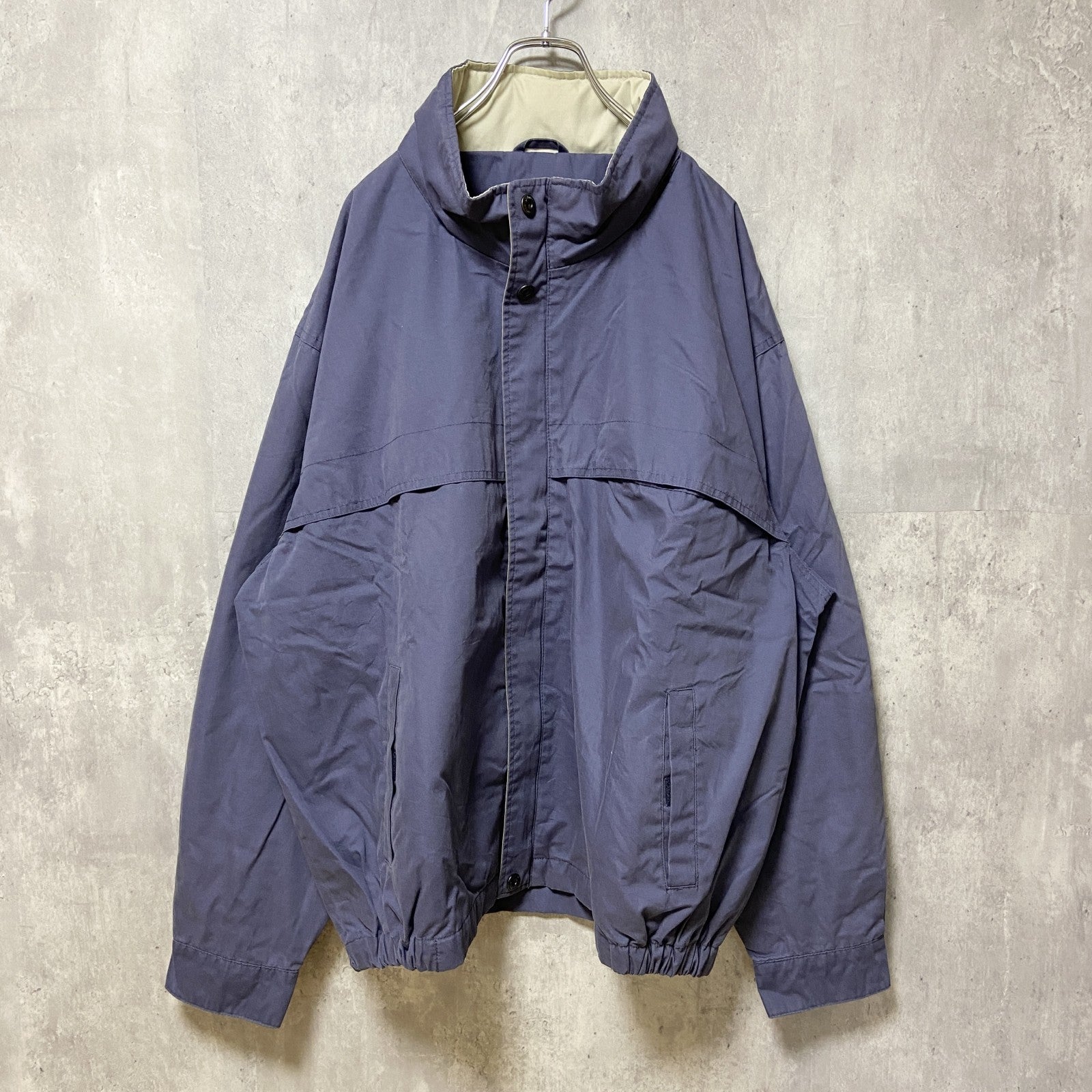 古着 used　ST.JOHN'S BAY セントジョンズベイ　長袖ナイロンジャケット　くすみカラー　青　XXLサイズ