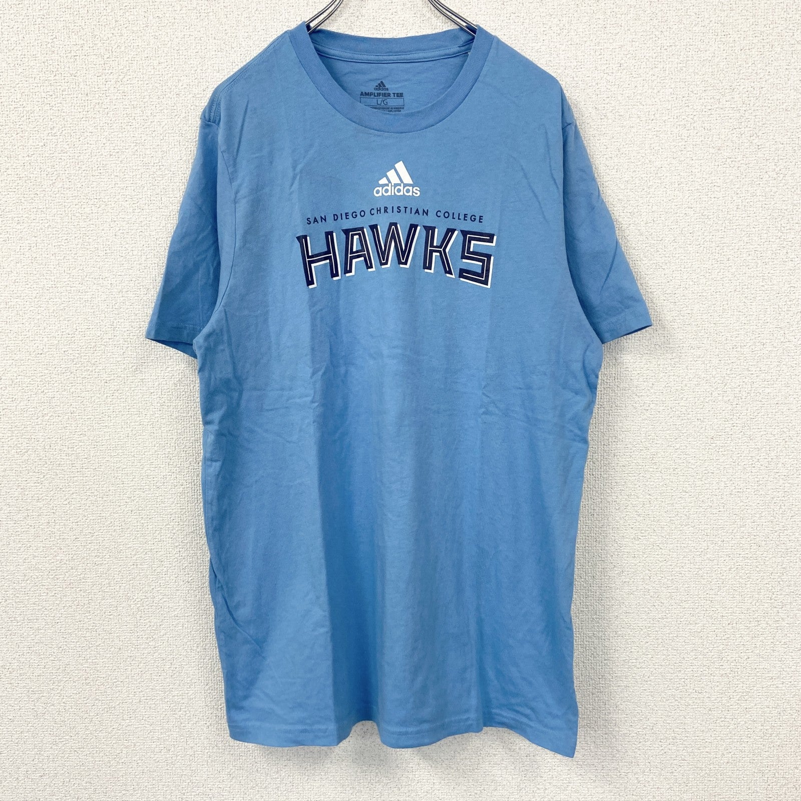 古着 used　adidas　アディダス　半袖クルーネックプリントTシャツ　サンディエゴ　クリスチャン　カレッジ　ブルー　Lサイズ