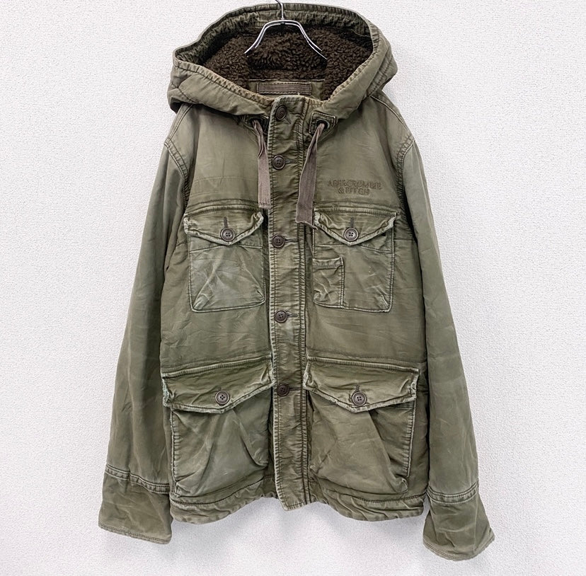 ABERCROMBIE&FITCH　アバクロ　WILCOX JAKCKET　ミリタリージャケット　ボアライナー　カーキ