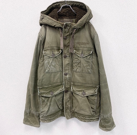 ABERCROMBIE&FITCH　アバクロ　WILCOX JAKCKET　ミリタリージャケット　ボアライナー　カーキ