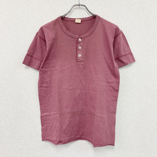 Healthknit　ヘルスニット　半袖ヘンリーネックTシャツ　ボルドー　Lサイズ