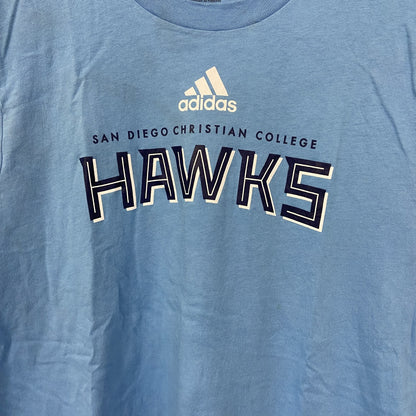 古着 used　adidas　アディダス　半袖クルーネックプリントTシャツ　サンディエゴ　クリスチャン　カレッジ　ブルー　Lサイズ