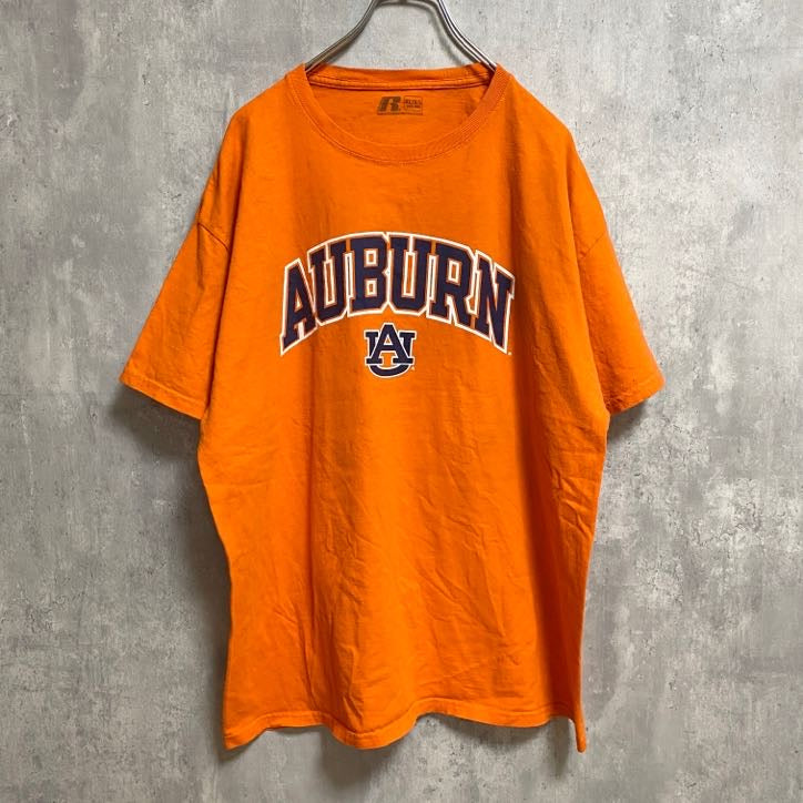 古着 used　RUSSELL　Auburn University　半袖カレッジロゴプリントTシャツ　オレンジ　XLサイズ