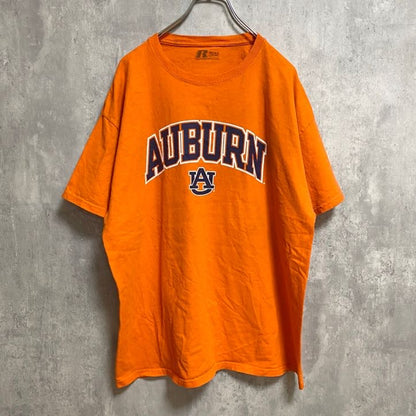 古着 used　RUSSELL　Auburn University　半袖カレッジロゴプリントTシャツ　オレンジ　XLサイズ