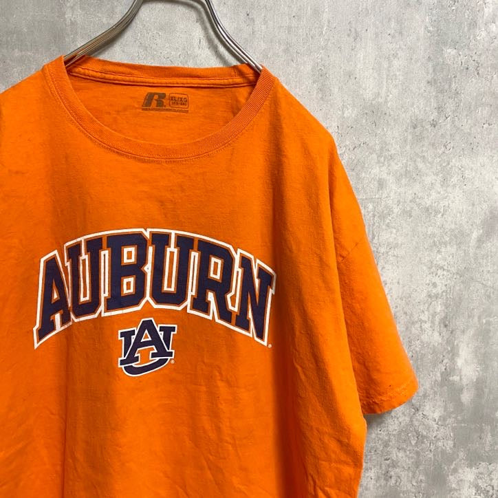 古着 used　RUSSELL　Auburn University　半袖カレッジロゴプリントTシャツ　オレンジ　XLサイズ