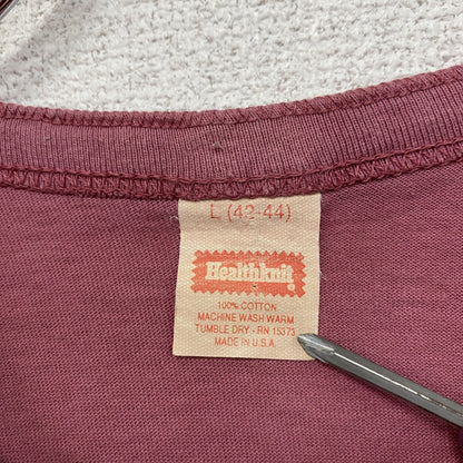 Healthknit　ヘルスニット　半袖ヘンリーネックTシャツ　ボルドー　Lサイズ