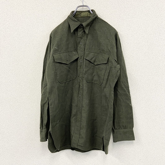 40s～　U.S,ARMY　米軍　長袖シャツジャケット　ミリタリー　フラップポケット　ヴィンテージ　緑　オリーブグリーン