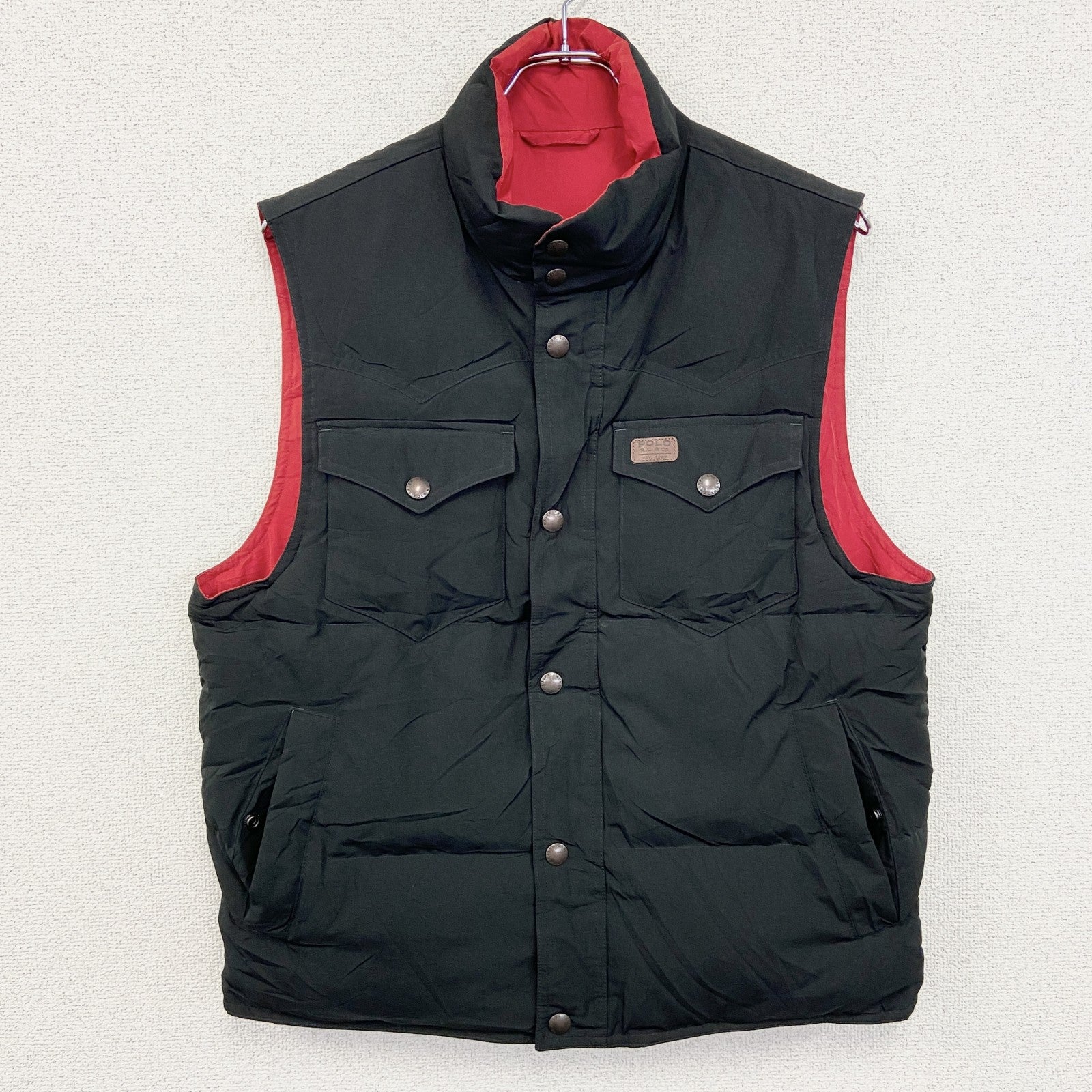 Polo by Ralph Lauren　ポロバイラルフローレン　リバーシブルダウンベスト　赤　レッド　黒　ブラック　Mサイズ