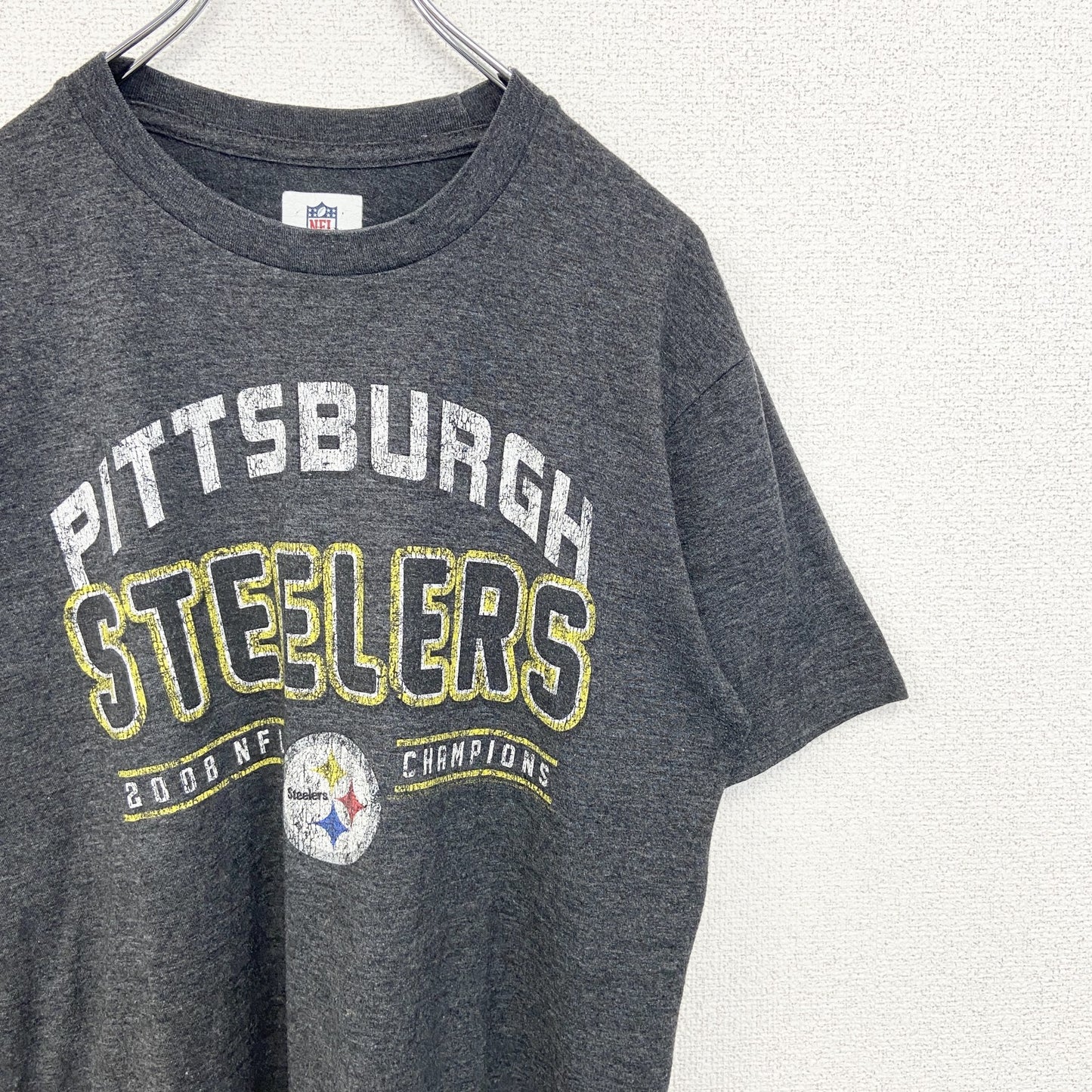古着 used　NFL　半袖オフィシャルプリントTシャツ　ピッツバーグスティーラーズ　STEELERS　アメフト　グレー　Sサイズ