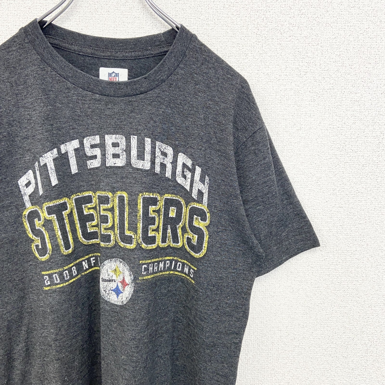 古着 used　NFL　半袖オフィシャルプリントTシャツ　ピッツバーグスティーラーズ　STEELERS　アメフト　グレー　Sサイズ