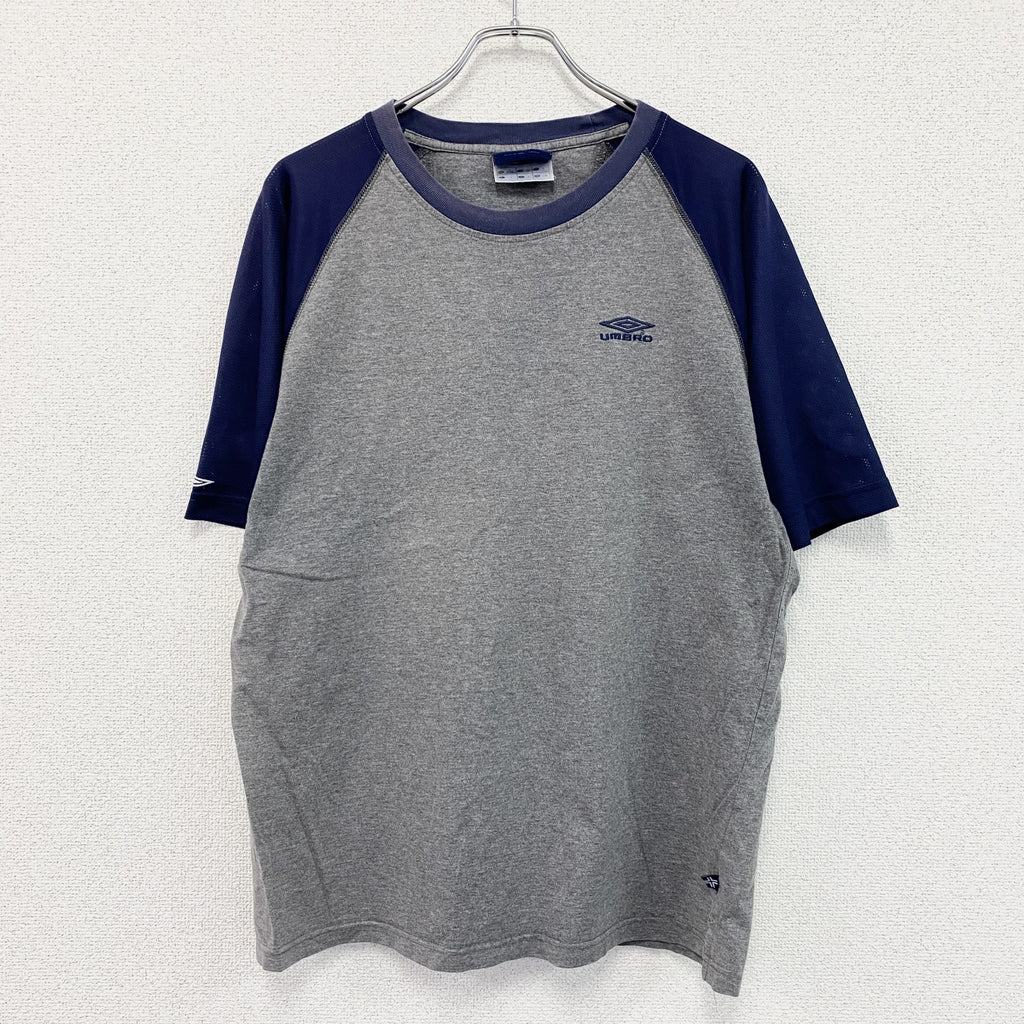 UMBRO　アンブロ　半袖ラグランTシャツ　グレー　紺　ネイビー　Lサイズ
