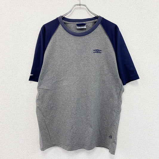 UMBRO　アンブロ　半袖ラグランTシャツ　グレー　紺　ネイビー　Lサイズ