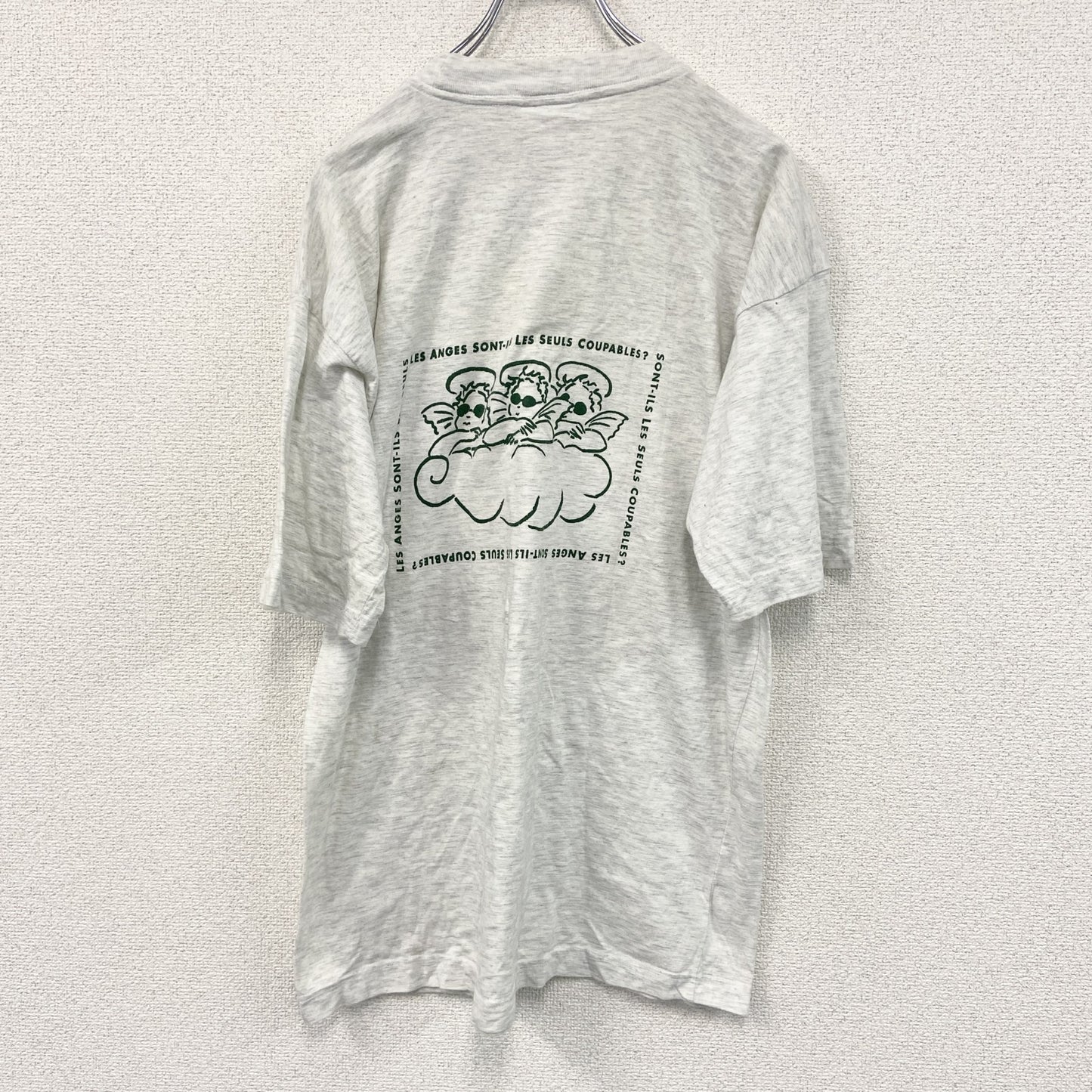 ～00s　AMERICAN　Best Tee　半袖プリントＴシャツ　天使　5連プリント　ヴィンテージ　霜降りグレー　XLサイズ