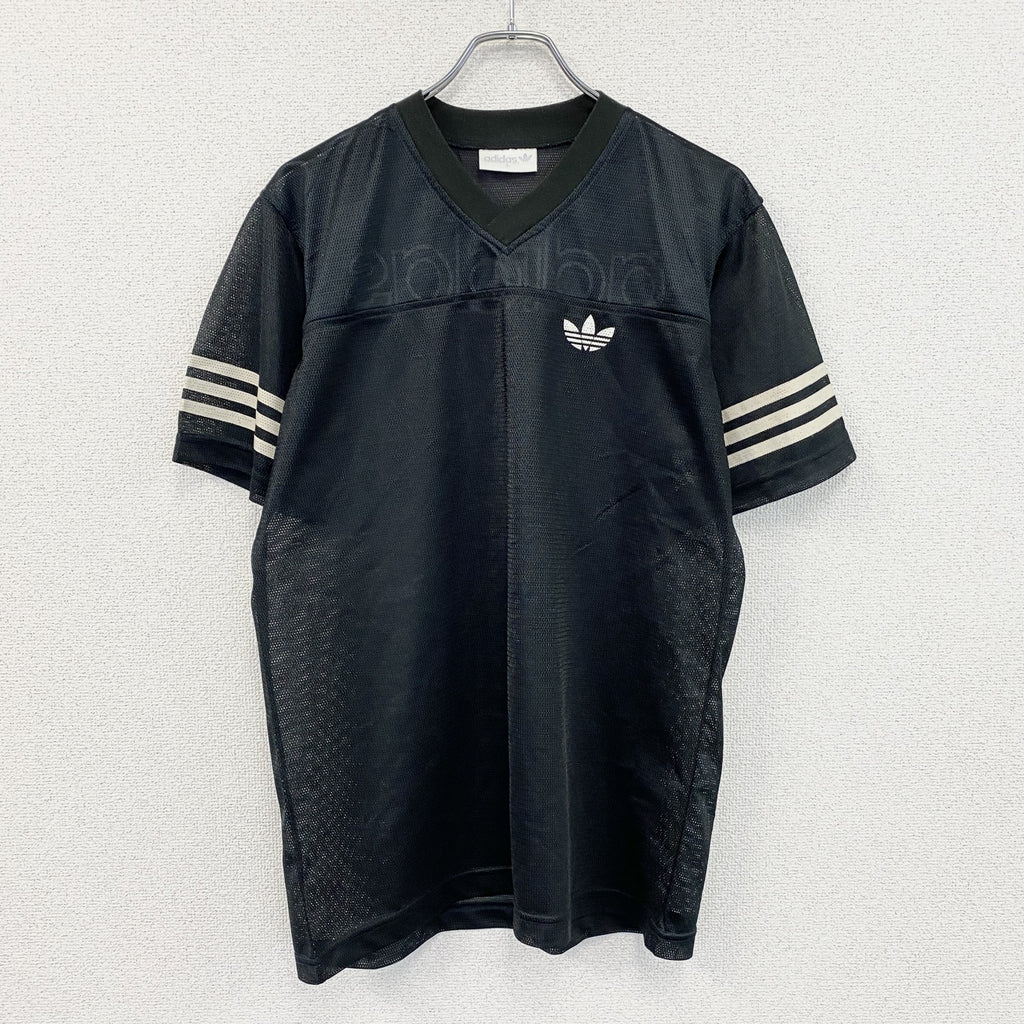 adidas　アディダス　半袖Tシャツ　ゲームシャツ　トレフォイルロゴ　デカロゴ　黒　ブラック　Lサイズ