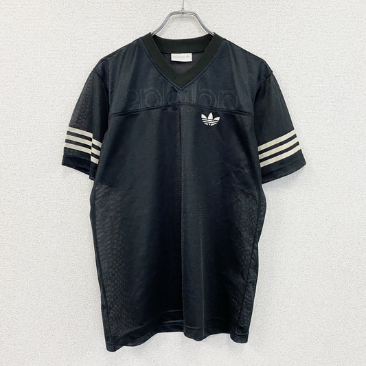 adidas　アディダス　半袖Tシャツ　ゲームシャツ　トレフォイルロゴ　デカロゴ　黒　ブラック　Lサイズ