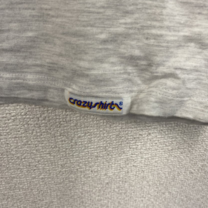 90s　crazy shirts　半袖プリントTシャツ　クリバンキャット　星条旗　灰色　グレー　Mサイズ