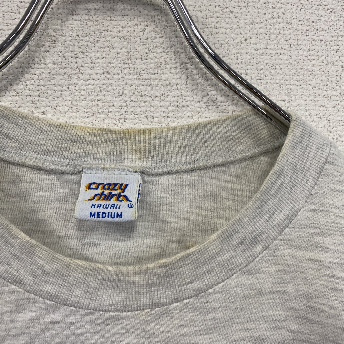 90s　crazy shirts　半袖プリントTシャツ　クリバンキャット　星条旗　灰色　グレー　Mサイズ
