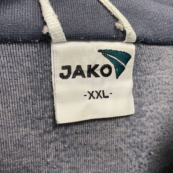 JAKO　フルジップトラックジャケット/ジャージ　ラグランスリーブ　刺繍ロゴ　ワンポイント　灰色　ダークグレー　XXLサイズ