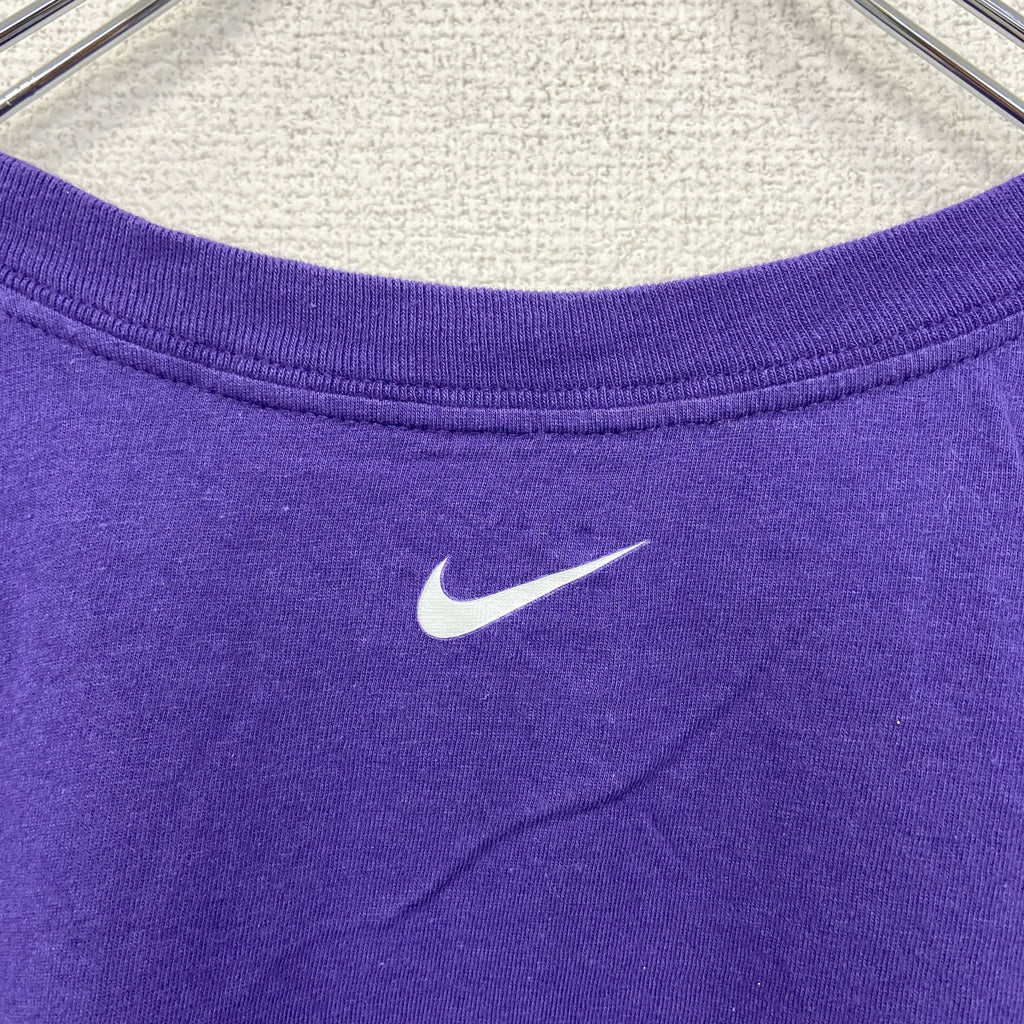 古着 used　NIKE ナイキ　半袖プリントTシャツ　ソフトボール　クルーネック　スウッシュロゴ　紫　パープル　XLサイズ