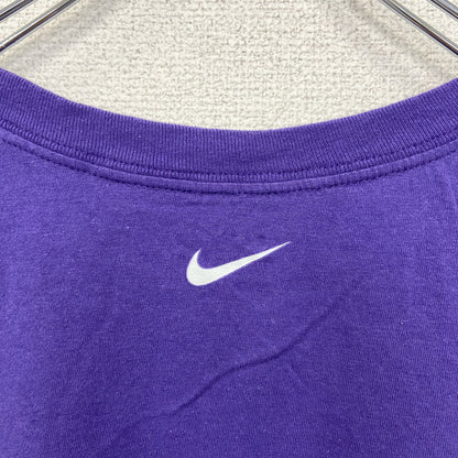 古着 used　NIKE ナイキ　半袖プリントTシャツ　ソフトボール　クルーネック　スウッシュロゴ　紫　パープル　XLサイズ