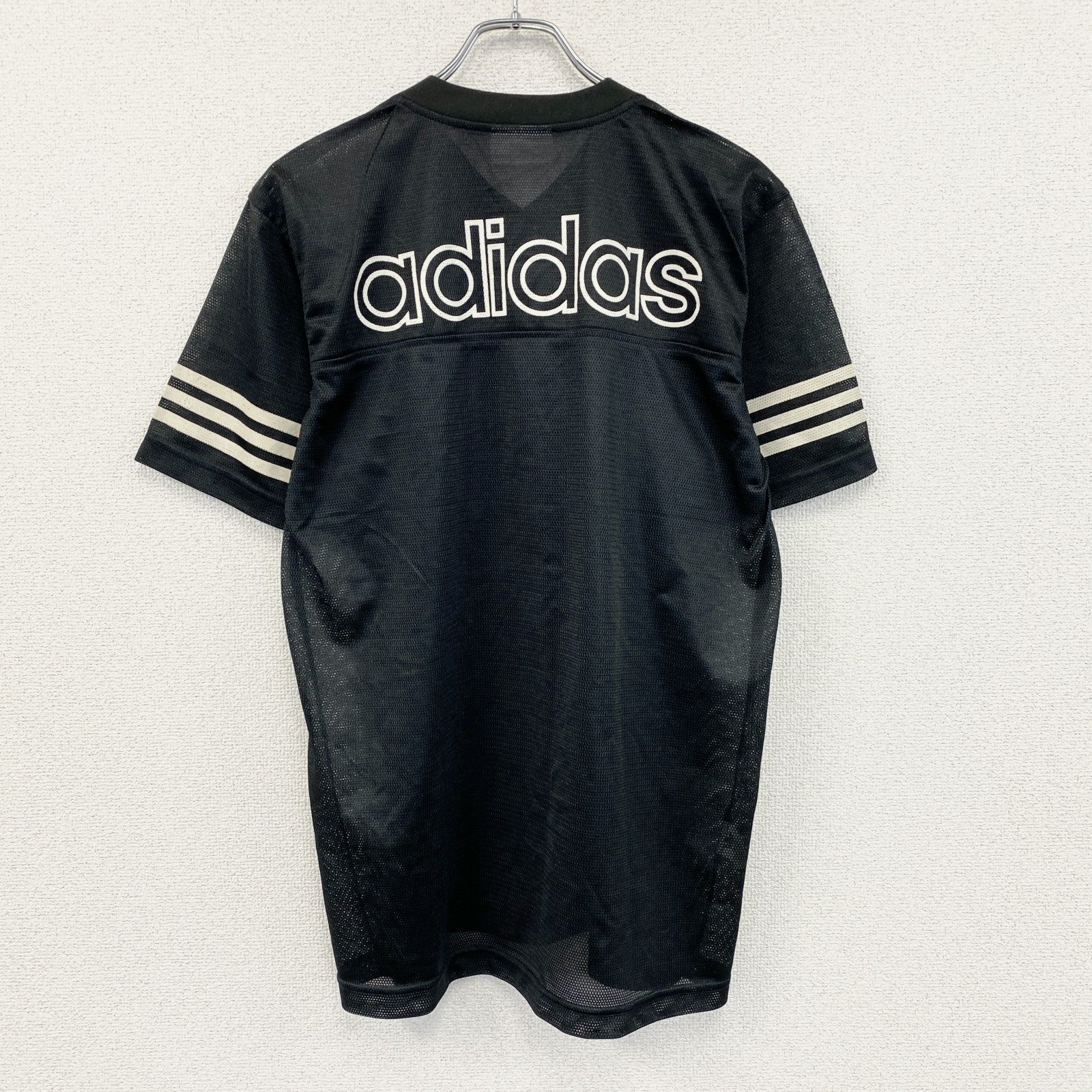 adidas　アディダス　半袖Tシャツ　ゲームシャツ　トレフォイルロゴ　デカロゴ　黒　ブラック　Lサイズ