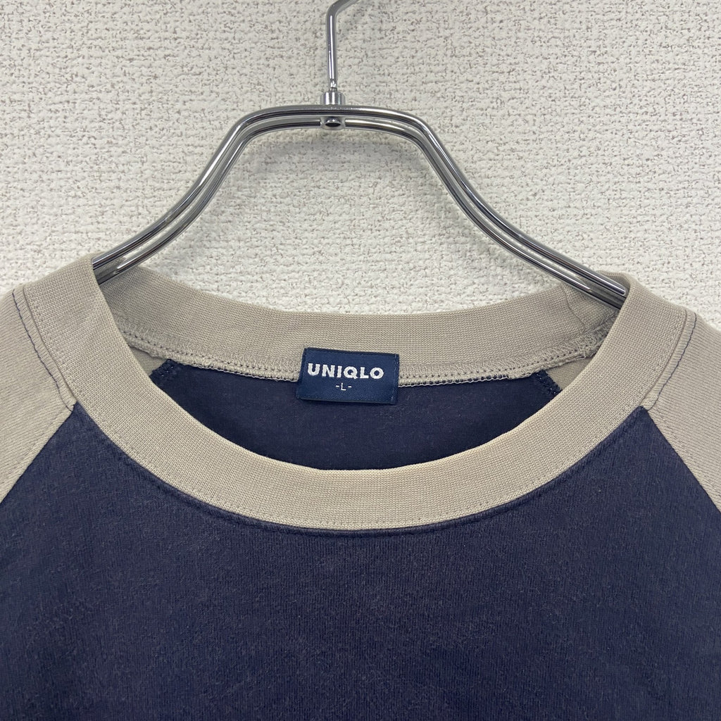 90s～　OLD UNIQLO　オールドユニクロ　長袖Tシャツ/ロンT　ラグランスリーブ　紺　ネイビー　Lサイズ