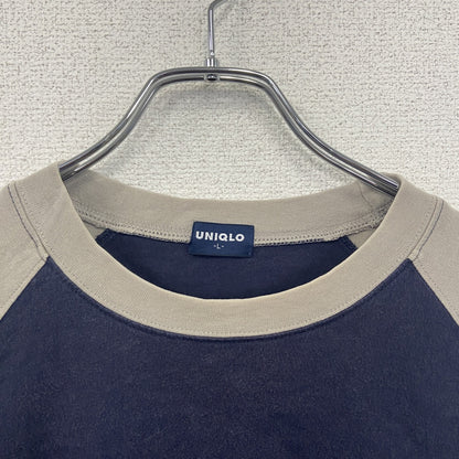 90s～　OLD UNIQLO　オールドユニクロ　長袖Tシャツ/ロンT　ラグランスリーブ　紺　ネイビー　Lサイズ
