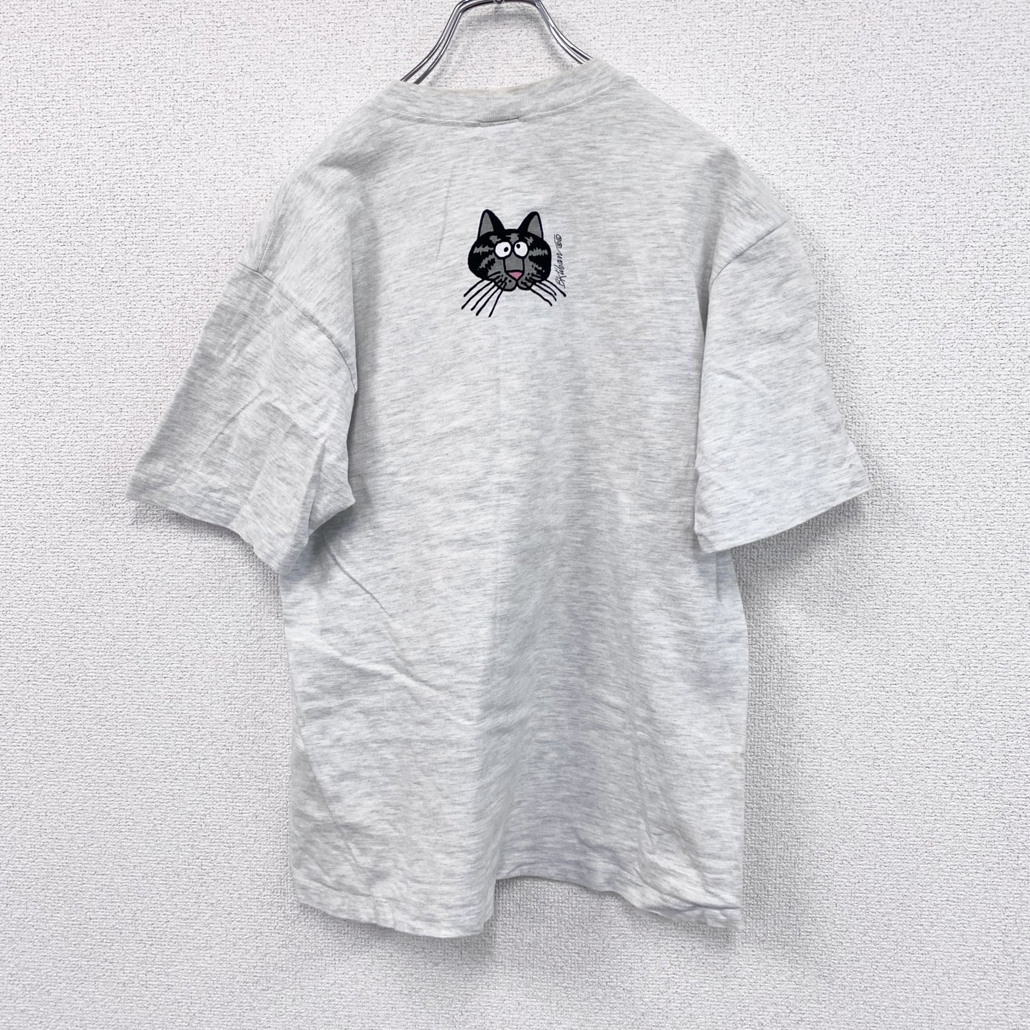 90s　crazy shirts　半袖プリントTシャツ　クリバンキャット　星条旗　灰色　グレー　Mサイズ