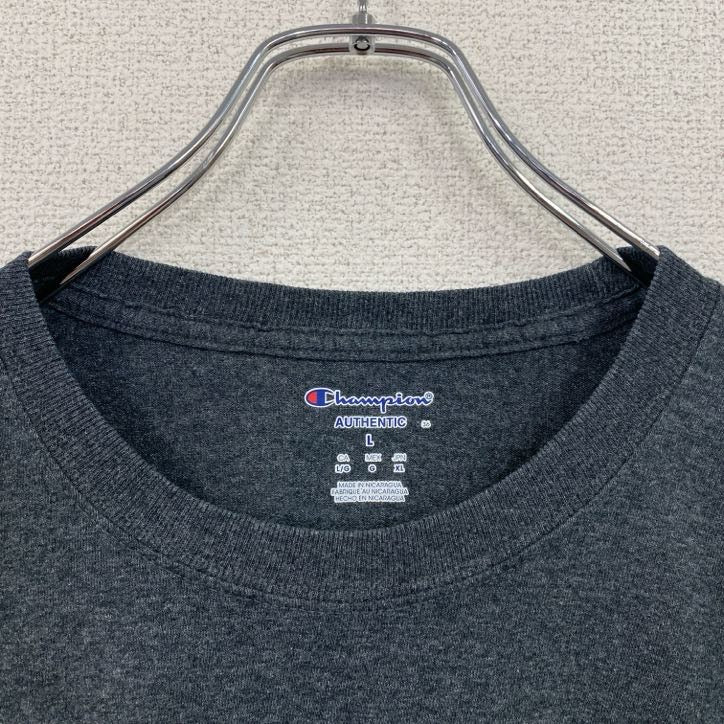 Champion　チャンピオン　半袖プリントTシャツ　カレッジプリント　刺繍ロゴ　現行　ダークグレー　XLサイズ