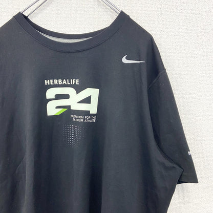 古着 used　NIKE ナイキ　半袖プリントTシャツ　DRI-FIT　クルーネック　スウッシュロゴ　黒　ブラック　XLサイズ