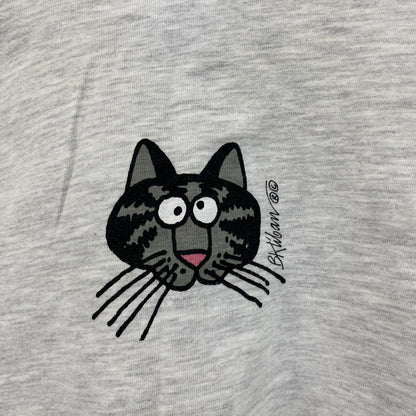 90s　crazy shirts　半袖プリントTシャツ　クリバンキャット　星条旗　灰色　グレー　Mサイズ