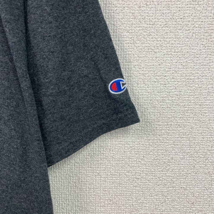 Champion　チャンピオン　半袖プリントTシャツ　カレッジプリント　刺繍ロゴ　現行　ダークグレー　XLサイズ